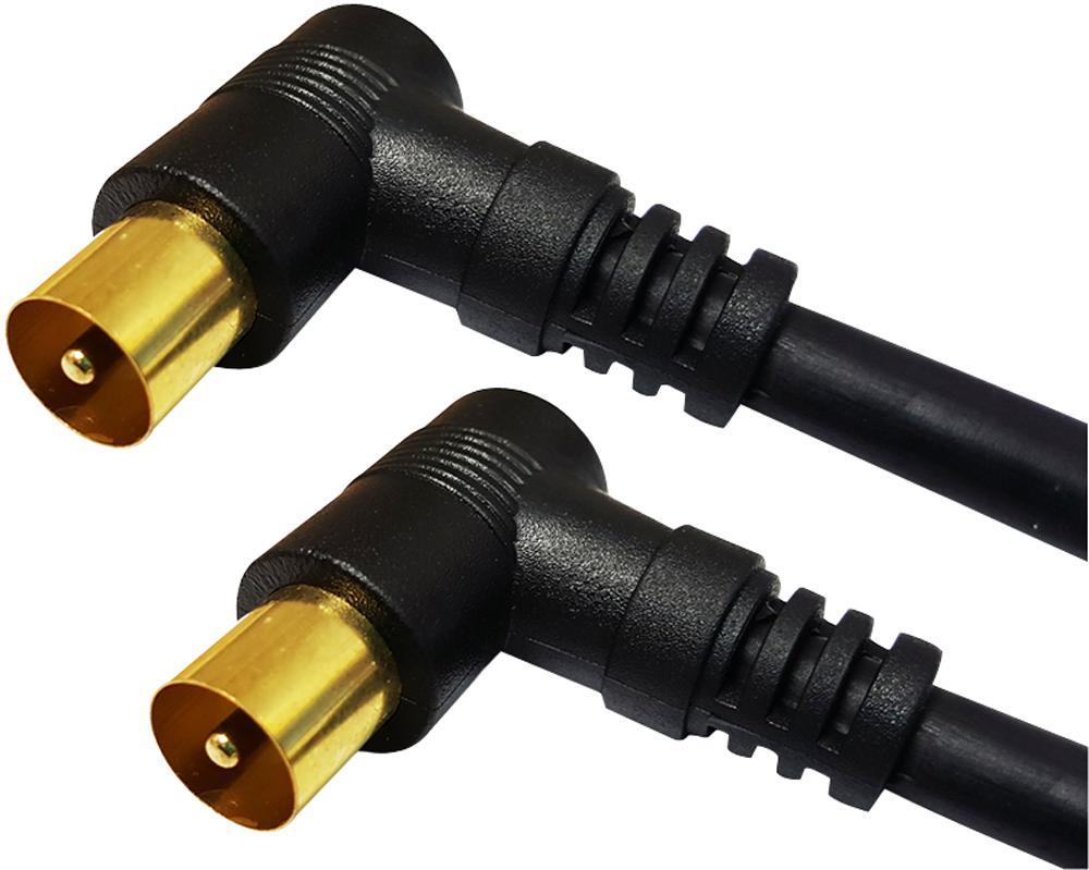 RARAION Cable Coaxial Angular Macho-Macho, 2m Negro