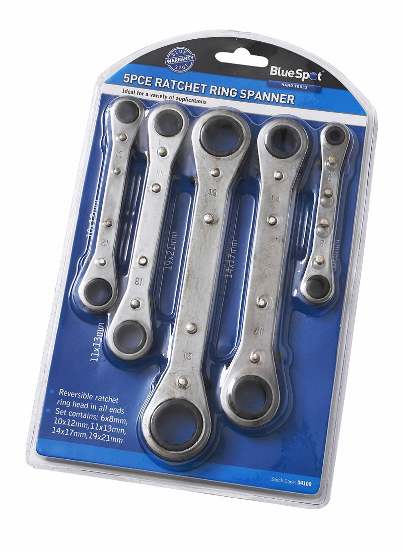 Blue Spot Tools - 5-teiliger Ratschenschraubenschlüssel-Satz metrisch (6-21mm)