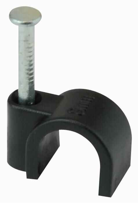 PRO POWER Round Cable Clips, Black PE, 8mm (Pack of 100)