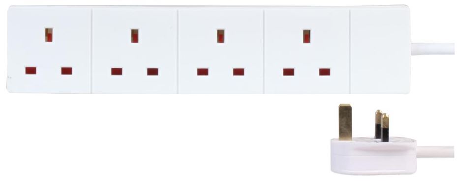 PRO ELEC 4구 멀티탭 연장선, 화이트, 2m, 13A