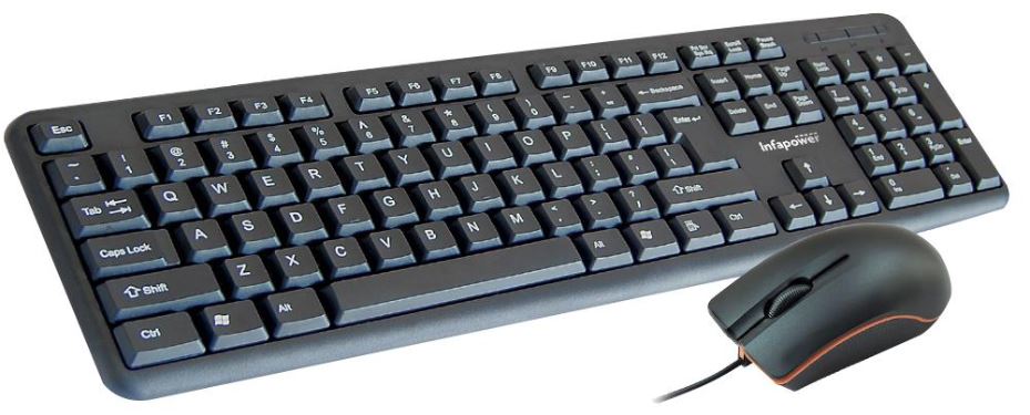 INFAPOWER Teclado e Rato com Fio, Preto
