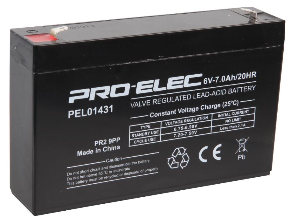 PRO ELEC 7Ah 6V AGM Loodzuuraccu