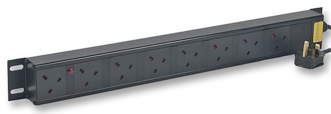 POWERDATA 8-Weg UK PDU - 19-inch Rack Gemonteerd, Gefilterd