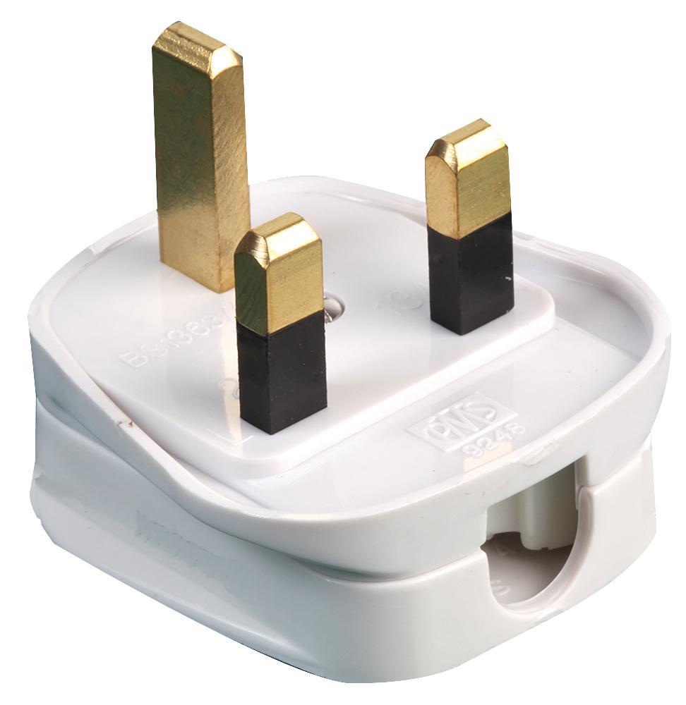 PRO ELEC - UK-Stecker mit Quickfit-Kabelzugentlastung, 3A, weiß, Karton à 20 St