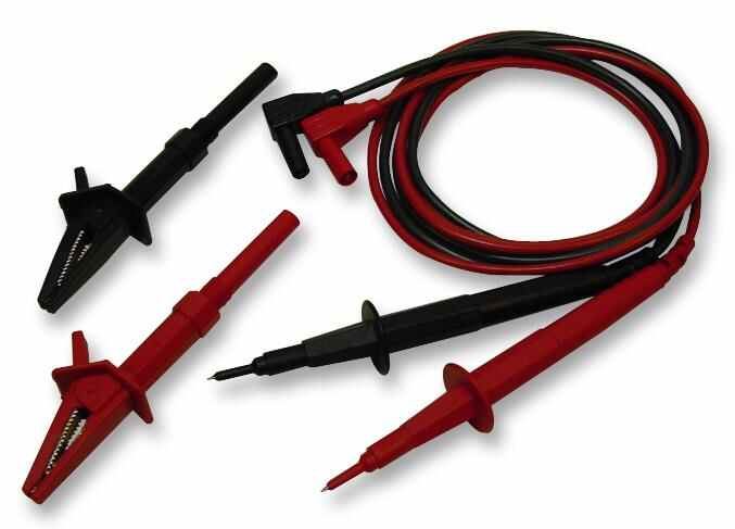 SILVERTRONIC Pencawuk Uji Plag Pisang Sudut Kanan 4mm dengan Klip Buaya, 2 Pek