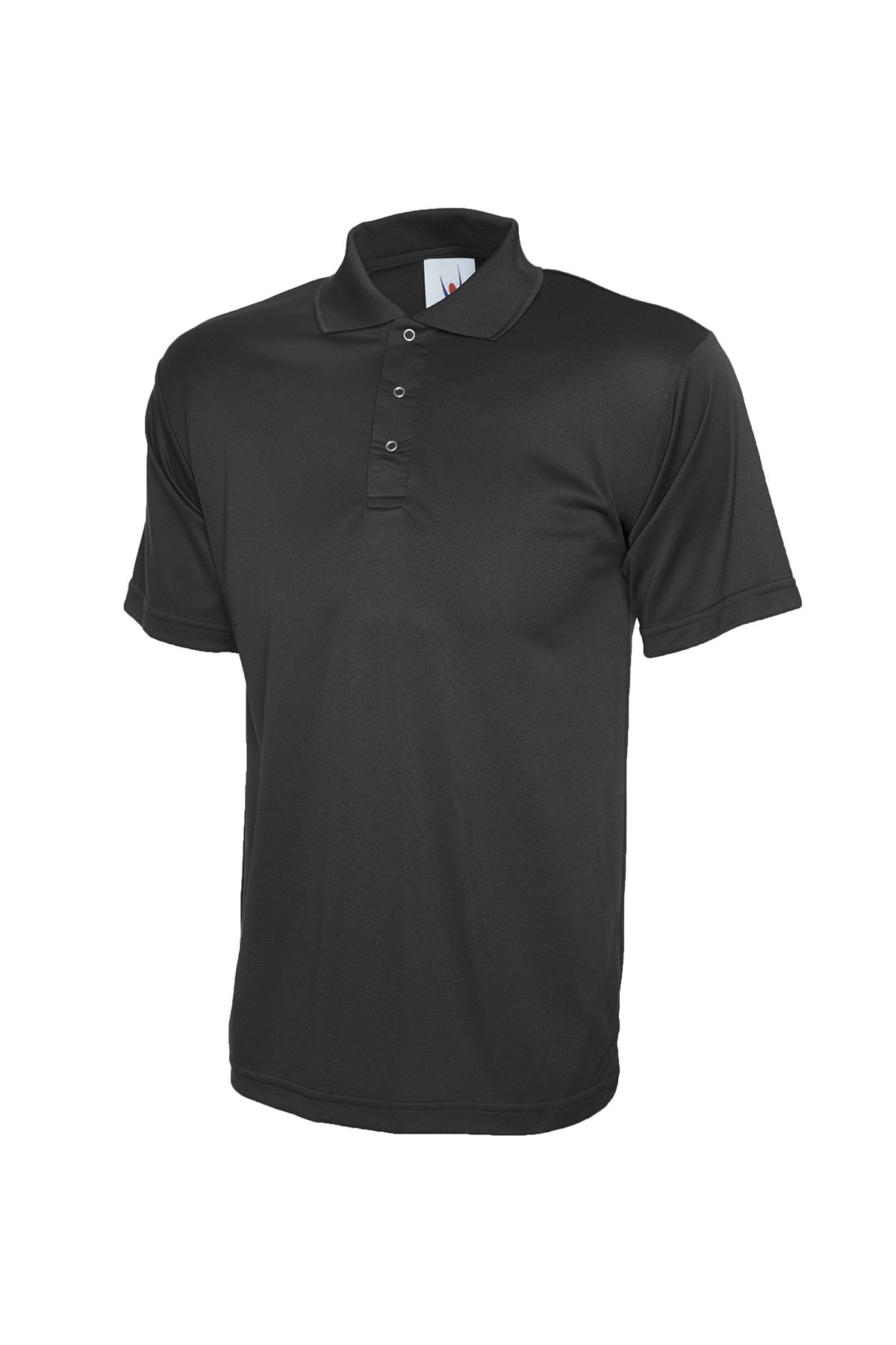 Uneek Unisex Processable Polo Shirt, Polyester, Black, XL