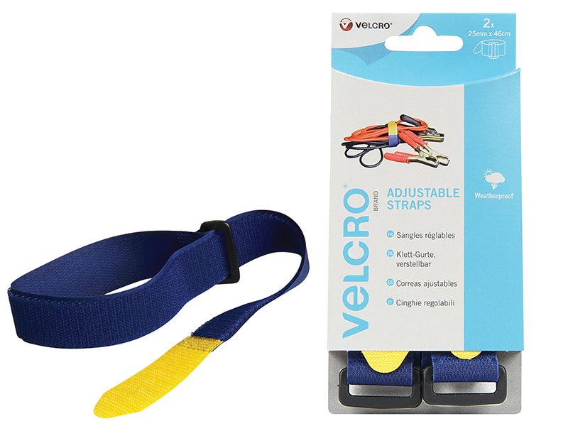 VELCRO® Adjustable Straps, 25mm x 46cm, Blue (2 Pack)