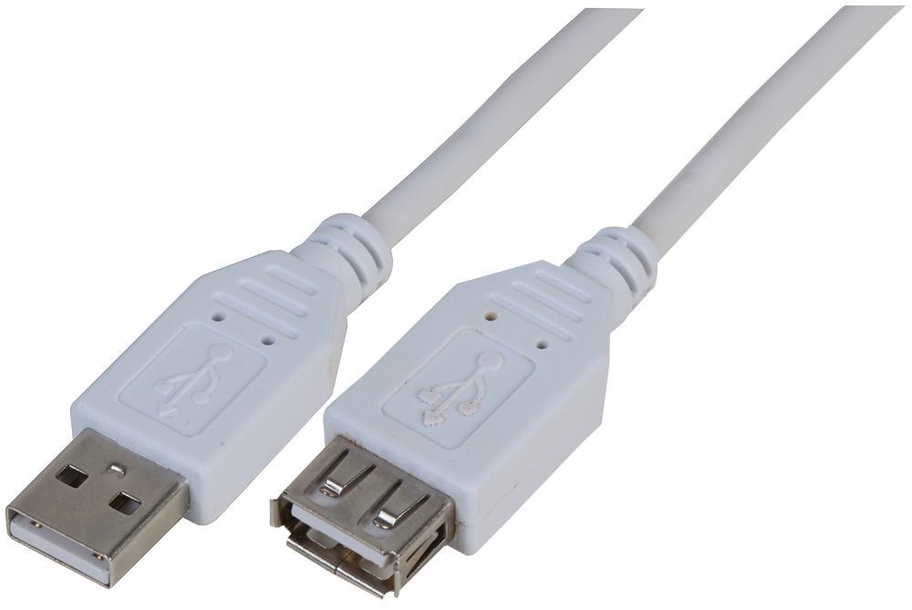 PRO SIGNAL USB 2.0 A Male σε A Female Καλώδιο, Λευκό, 2m
