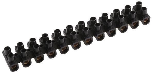 HELLERMANNTYTON Regleta de conexión de 12 vías, 30A, negra