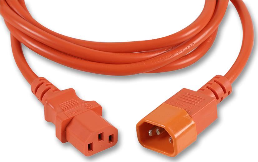 PRO ELEC IEC Verlengkabel, 1m, Oranje, 10A