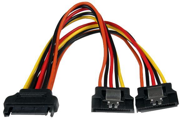 STARTECH SATA Power Splitter Lead, 15-Pin Male to 2x Female, 15cm