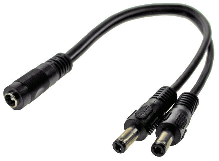 Câble séparateur DC PowerPax 2,1 mm - 1 vers 2 voies, Noir