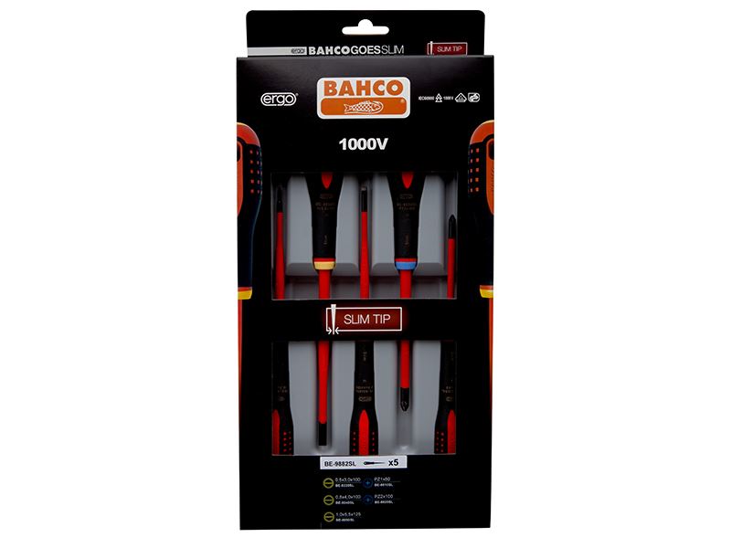 Bahco ERGO Slim VDE Jeu de tournevis isolés, 5 pièces