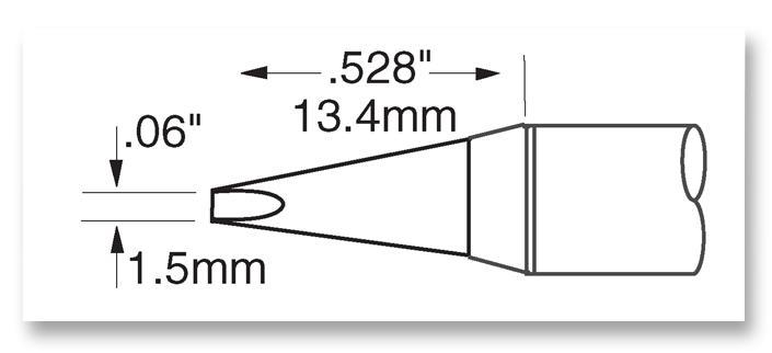 OKI METCAL Conical Long Reach Soldering Tip, 1.5mm Chisel