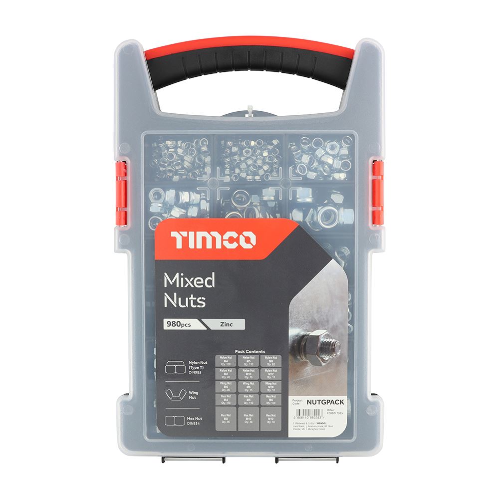Timco Mixed Nuts Grab Pack, Zinc Plated, 980pcs