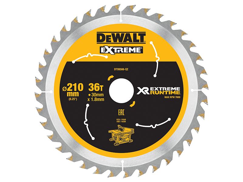Dewalt להב מסור שולחני XR FlexVolt 210 מ'מ, 36 שיניים, חור 30 מ'מ