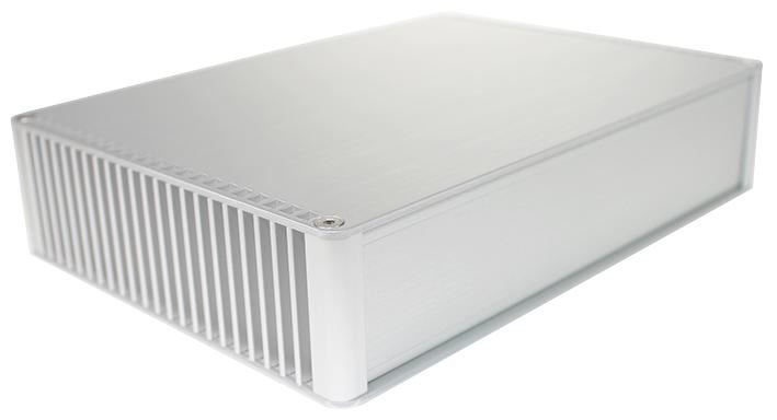 TAKACHI Silbernes Aluminium-Gehäuse mit Kühlkörper (86er Serie) - 180x128x50mm