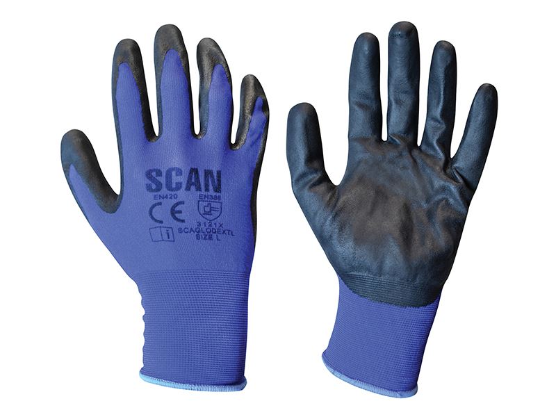 Scan Max Dexterity Nitrile Gloves - L (Μέγεθος 9)