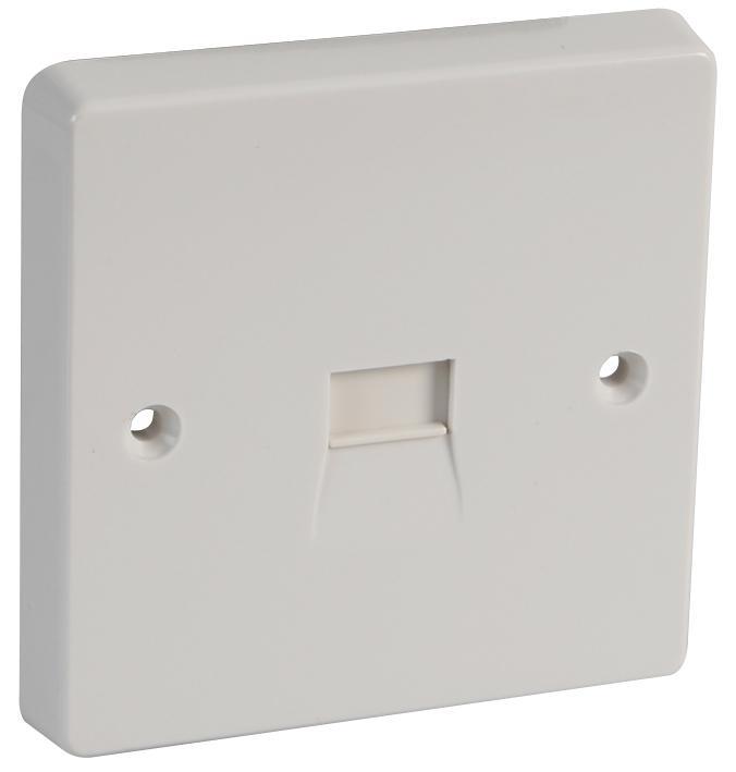 Crabtree 1-gangs hoofdaansluiting voor telefoon, wit, 86x86mm