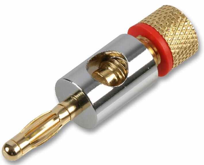 PRO SIGNAL - Βύσμα 4mm με Χρυσές Επαφές, Chrome/Κόκκινο