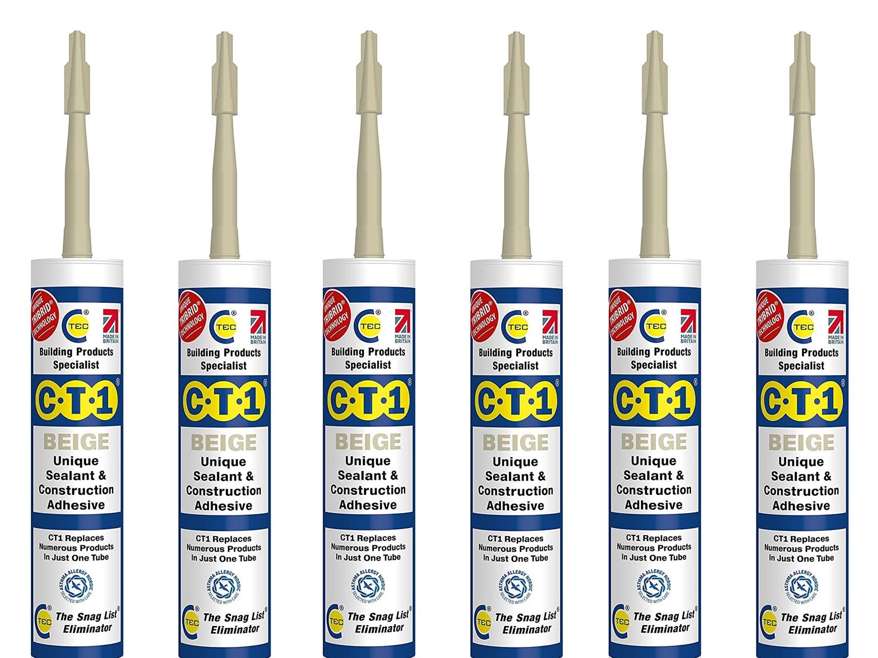 CT1 Beige Building Sealant & Adhesive with TRIBRID Technology, Pack of 6