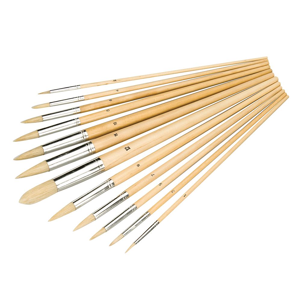Silverline Artists' Paint Brush Set - 12 Piece, Pointed Tips