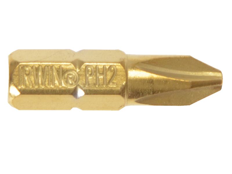 IRWIN Phillips PH2 Screwdriver Bits, Titanium, 25mm (Pack of 2)