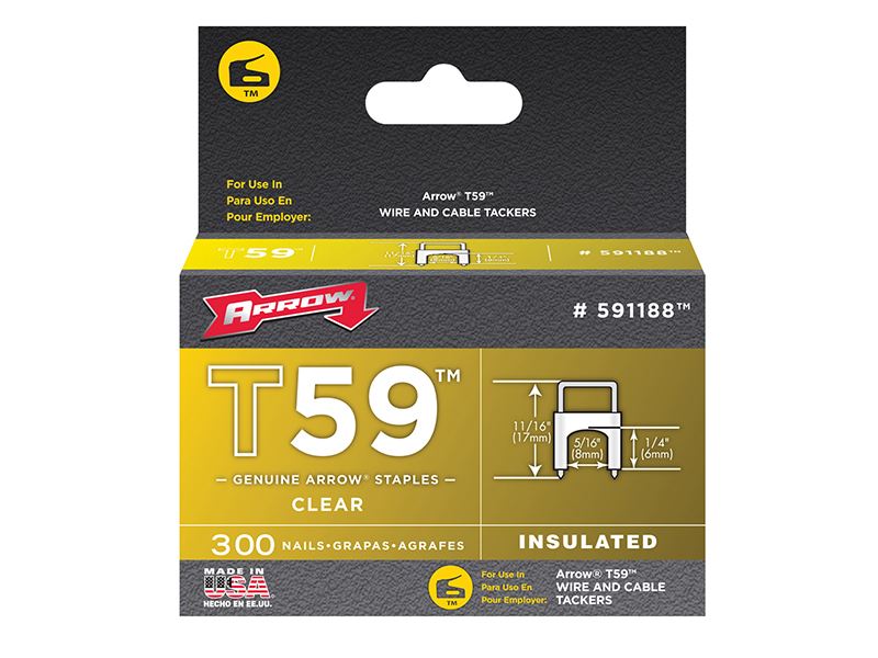 Arrow T59 Insulated Staples Clear, 6x8mm (Box 300)