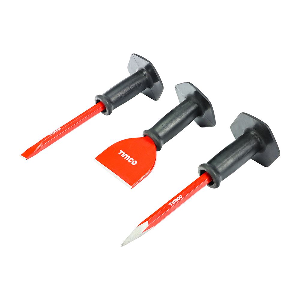 Timco Set da 3 Scalpelli e Scalpellini in Acciaio al Carbonio