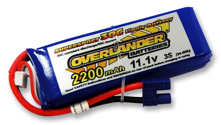 Batterie LiPo Overlander Supersport Pro 2200mAh 3S 11,1V 35C avec connecteur EC