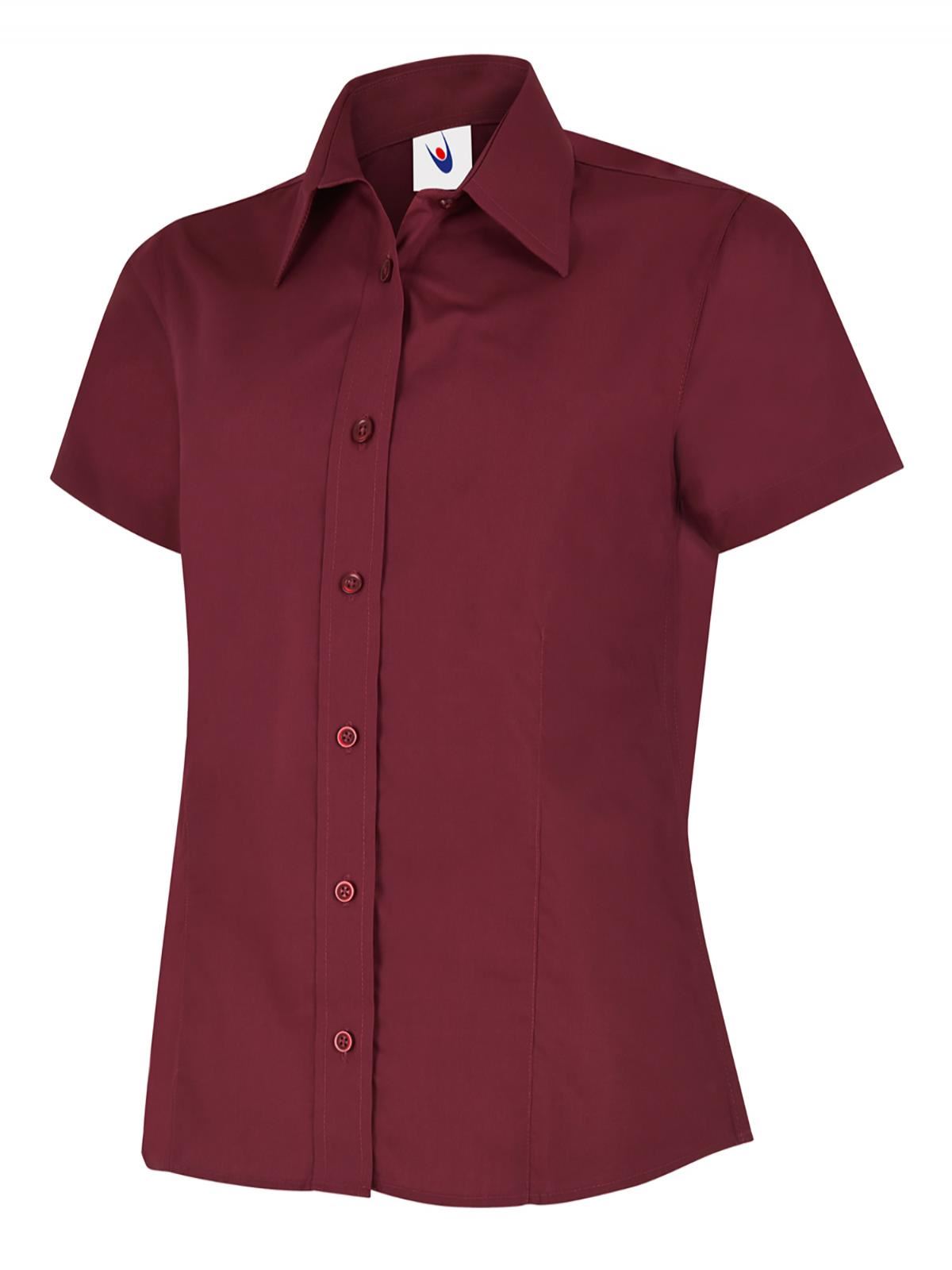Uneek Women's Poplin Half Sleeve Shirt - 65% Polyester/35% Cotton - Burgundy - 