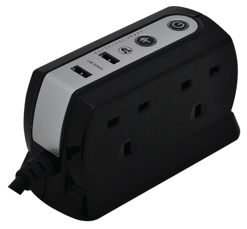 Prise multiple Masterplug 4 voies avec protection contre les surtensions et 2 2