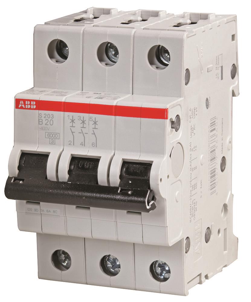 ABB 20A 3-Pleach Cineál B MCB, 277V