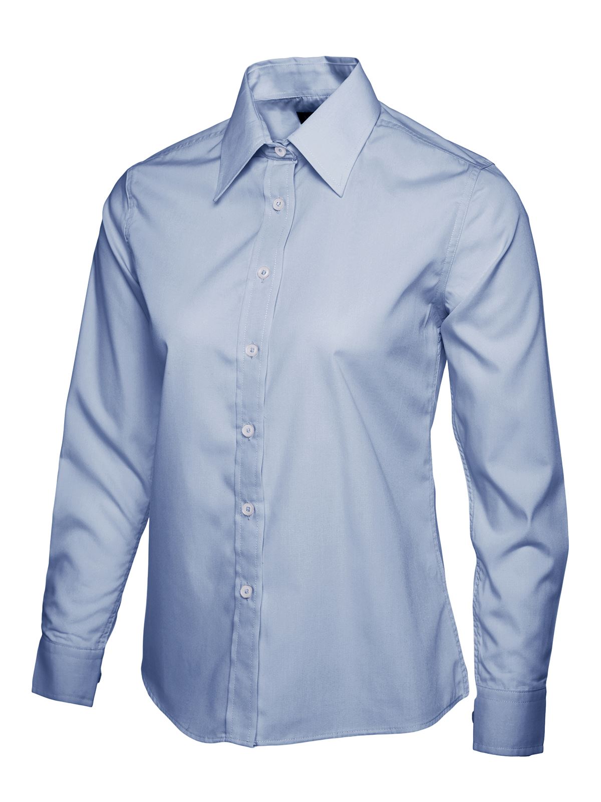 Uneek Women's Poplin Full Sleeve Shirt, Light Blue, Size S