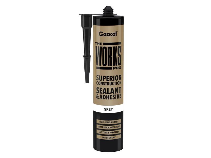 Geocel THE WORKS PRO Sealant & Adhesive, Grey, 290ml