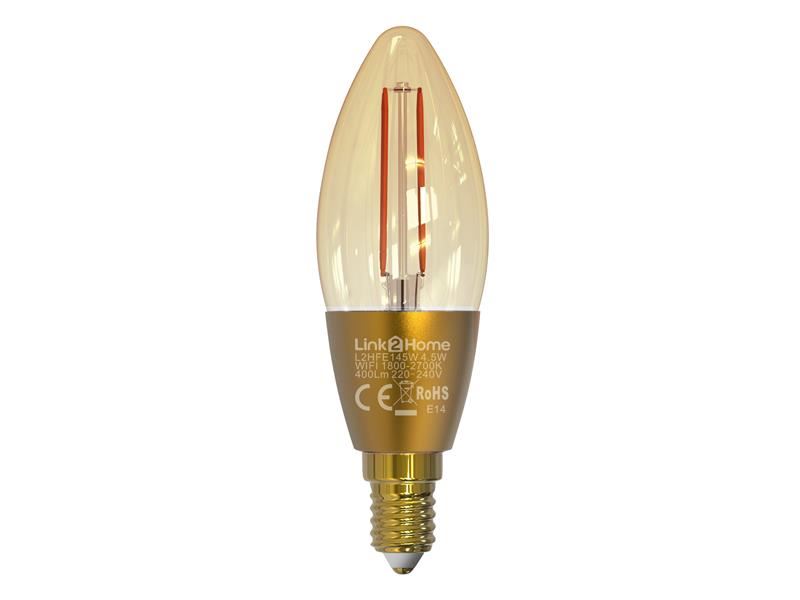 Link2Home Wi-Fi LED E14 Candle Bulb, Dimmable, 400 lm, White