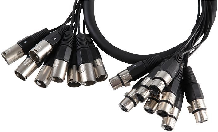 PULSE Cable XLR Macho a Hembra 8 Vías, 10m Negro