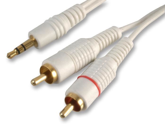 PRO SIGNAL - Penyesuai Jack Stereo 3.5mm ke 2x Plag Fon (RCA), 2m Putih