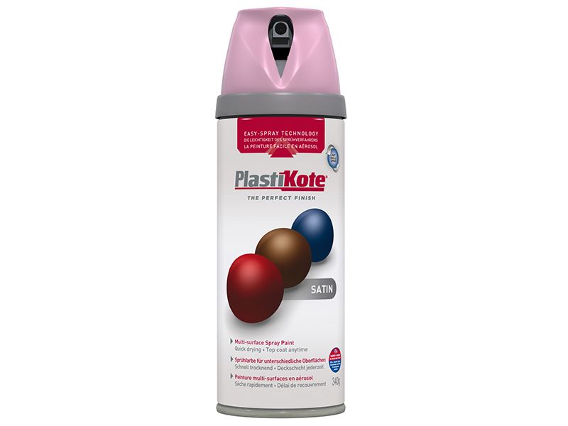 Peinture satinée PlastiKote Twist & Spray - Rose Cameo, 400 ml