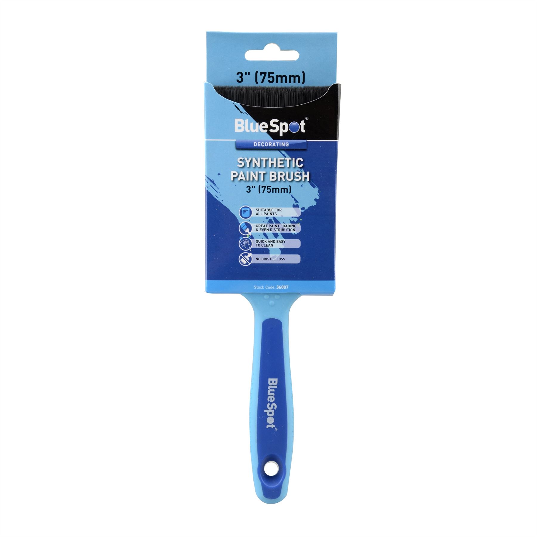 Blue Spot Tools 3in (75mm) Synthetic Paint Brush with Soft Grip