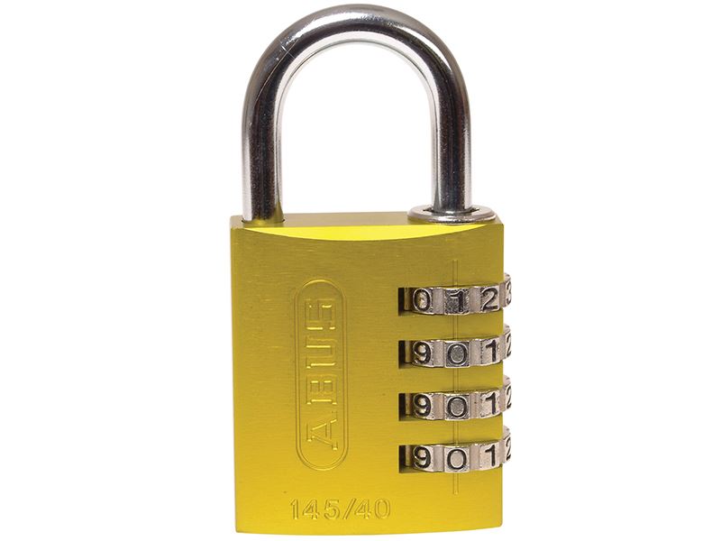 ABUS 145/40 Aluminium Combination Padlock, 40mm, Yellow