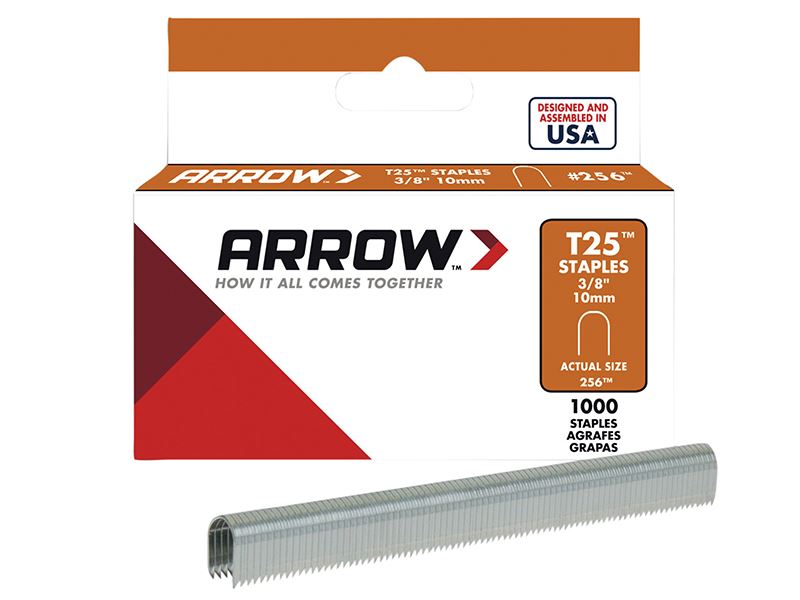 Arrow T25 Staples, 10mm (3/8in), Box of 1000