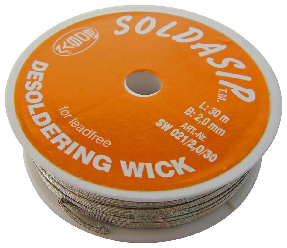 EDSYN SOLDASIP Lead-Free Desoldering Braid, 2mm x 30m