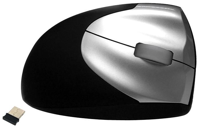 ACCURATUS Ratón Ergonómico Inalámbrico Vertical 2, 1600 DPI, Negro/Plateado