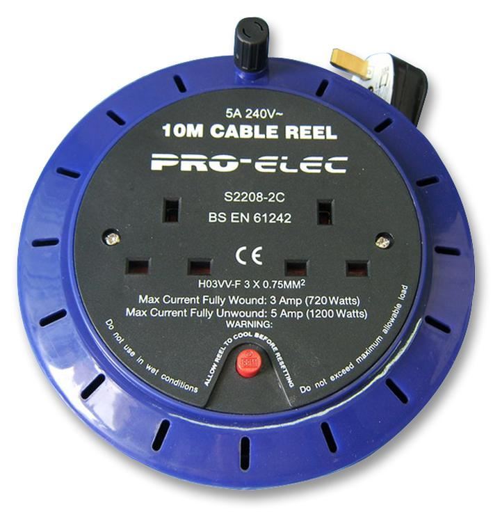Pro Elec Haslade Cassette Verlengkabel met 2 Stopcontacten, 5A, 10m