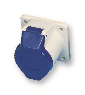 Walther 16A 230V Panel Mount CEE Socket, 2P+E, Blue, IP44