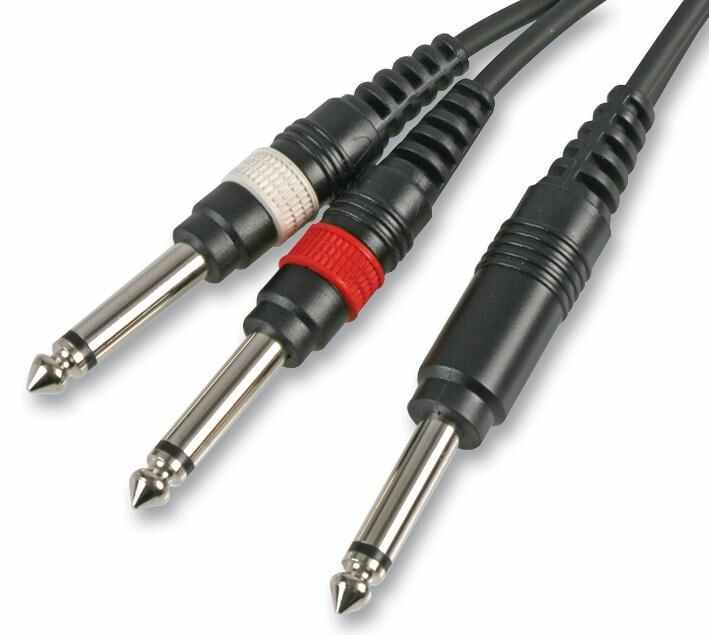 Pulse Cavo Jack Mono 6.35mm (1/4)″ a Doppio Jack, 3m, Nero