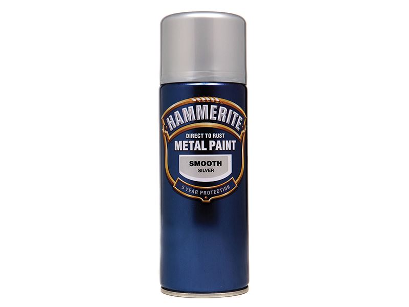 Hammerite - Cat Logam Langsung Ke Karat, Finis Licin, Aerosol Perak 400ml