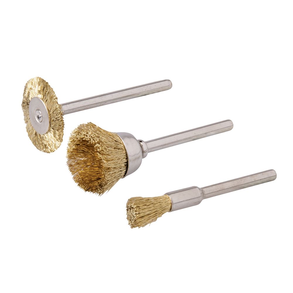 Silverline Brass Wire Brush Set 3-Piece, 5mm–20mm