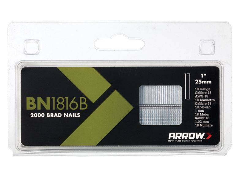 Arrow BN1816B Brad Nails 25mm Brown Head (2000 Pack)